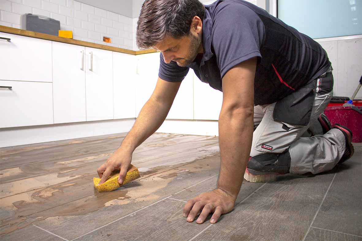 how to clean floor tile grout
