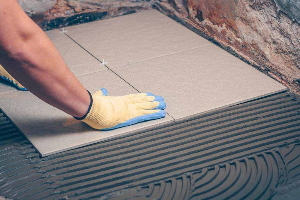 setting floor tile